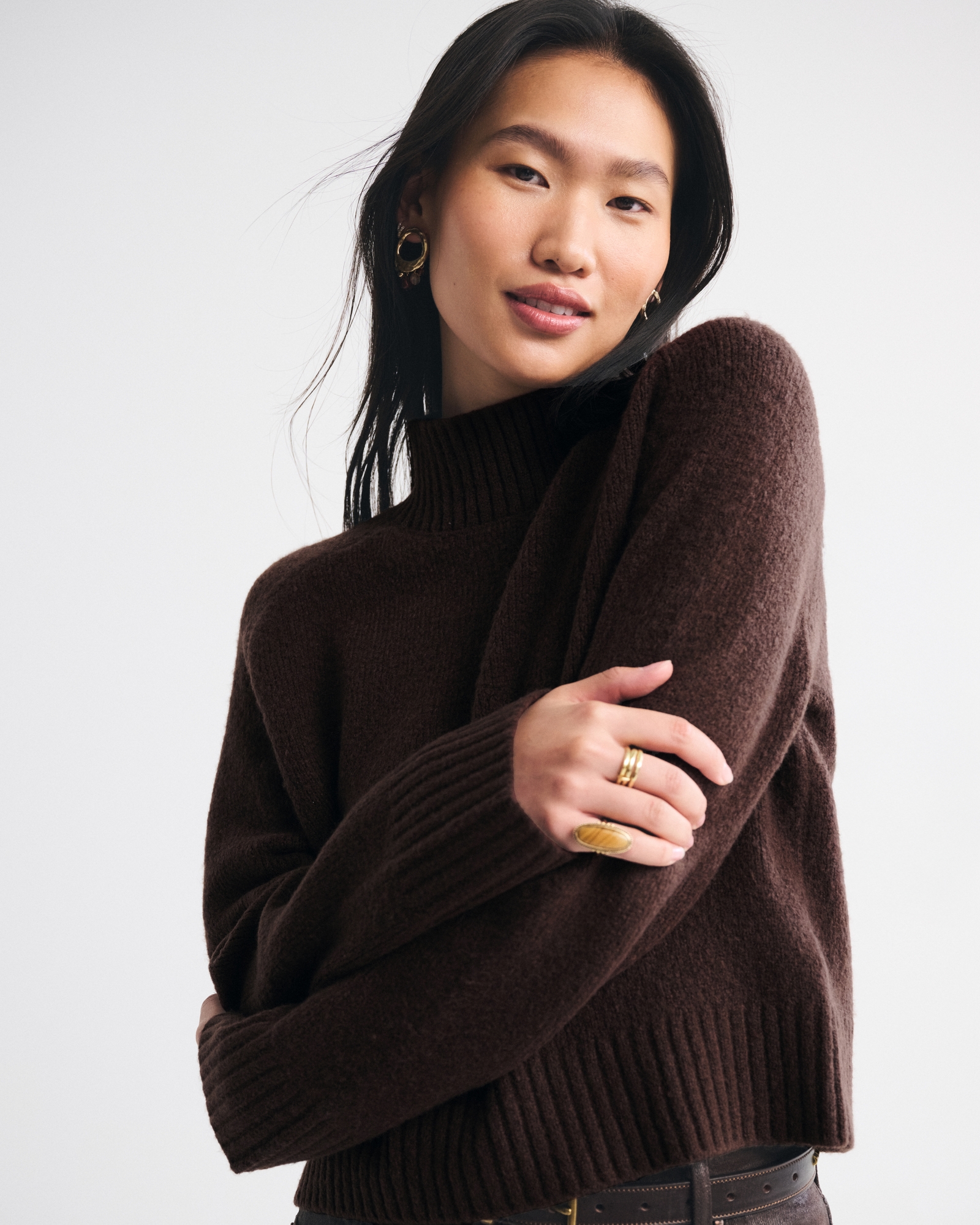 Easy Cable-Knit Mockneck Sweater