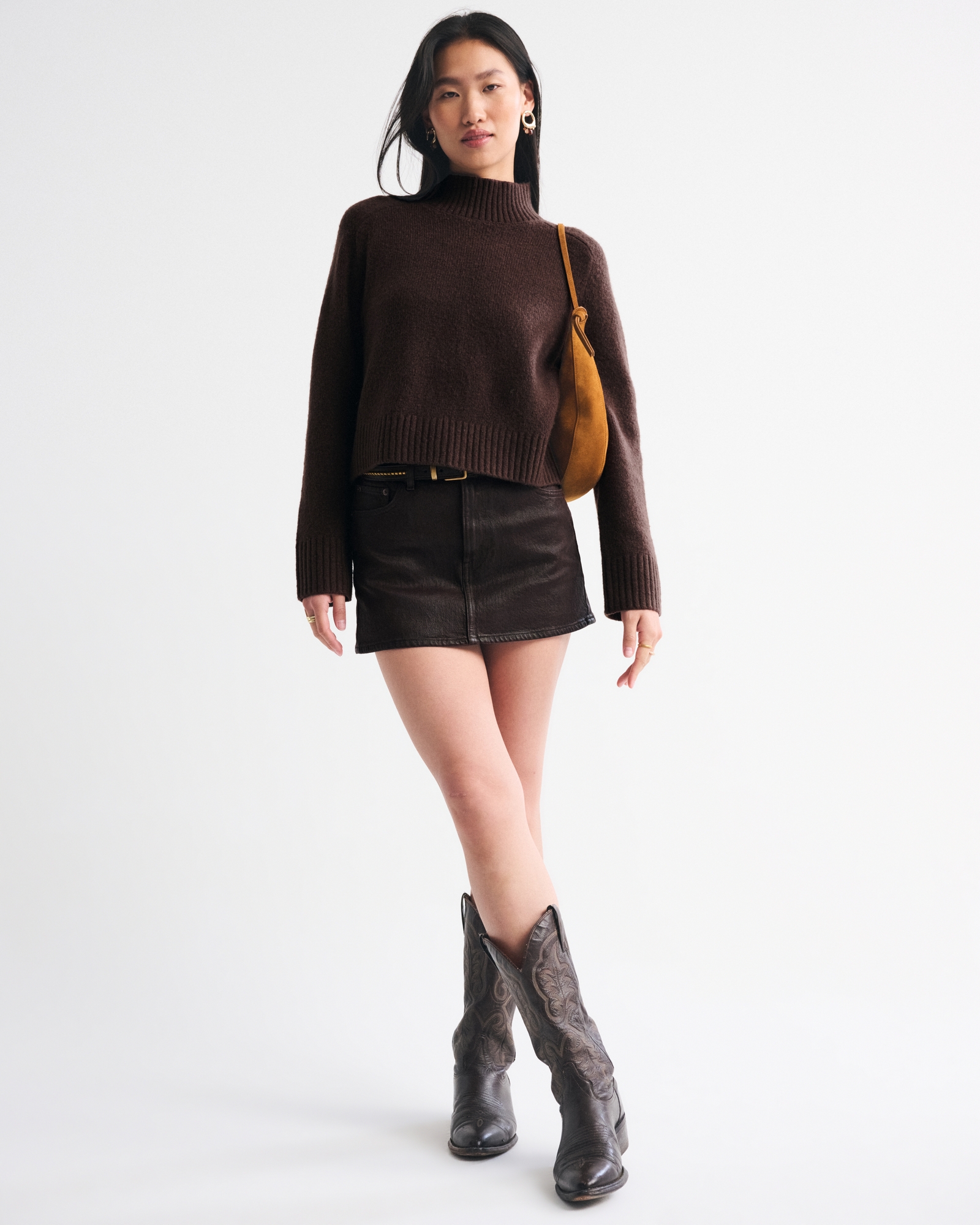 Easy Cable-Knit Mockneck Sweater