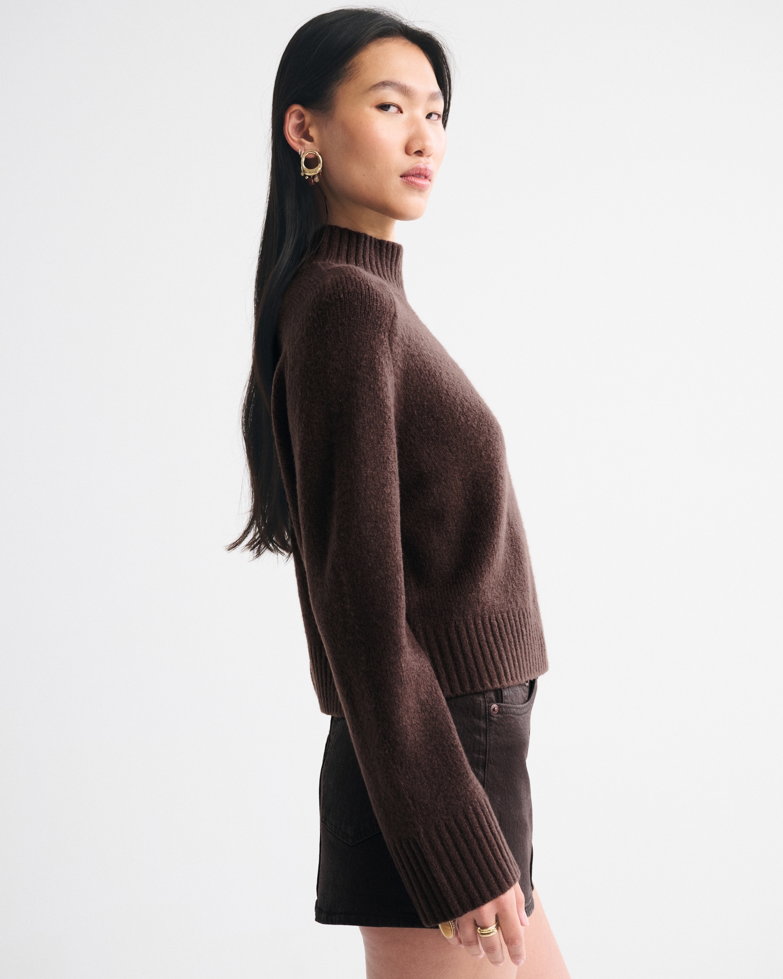 Easy Cable-Knit Mockneck Sweater