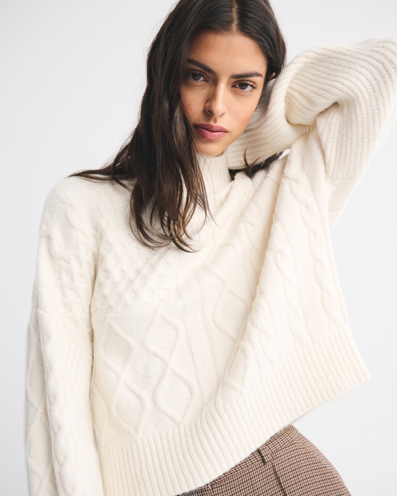Women's Easy Cable-Knit Mockneck Sweater | Women's Tops