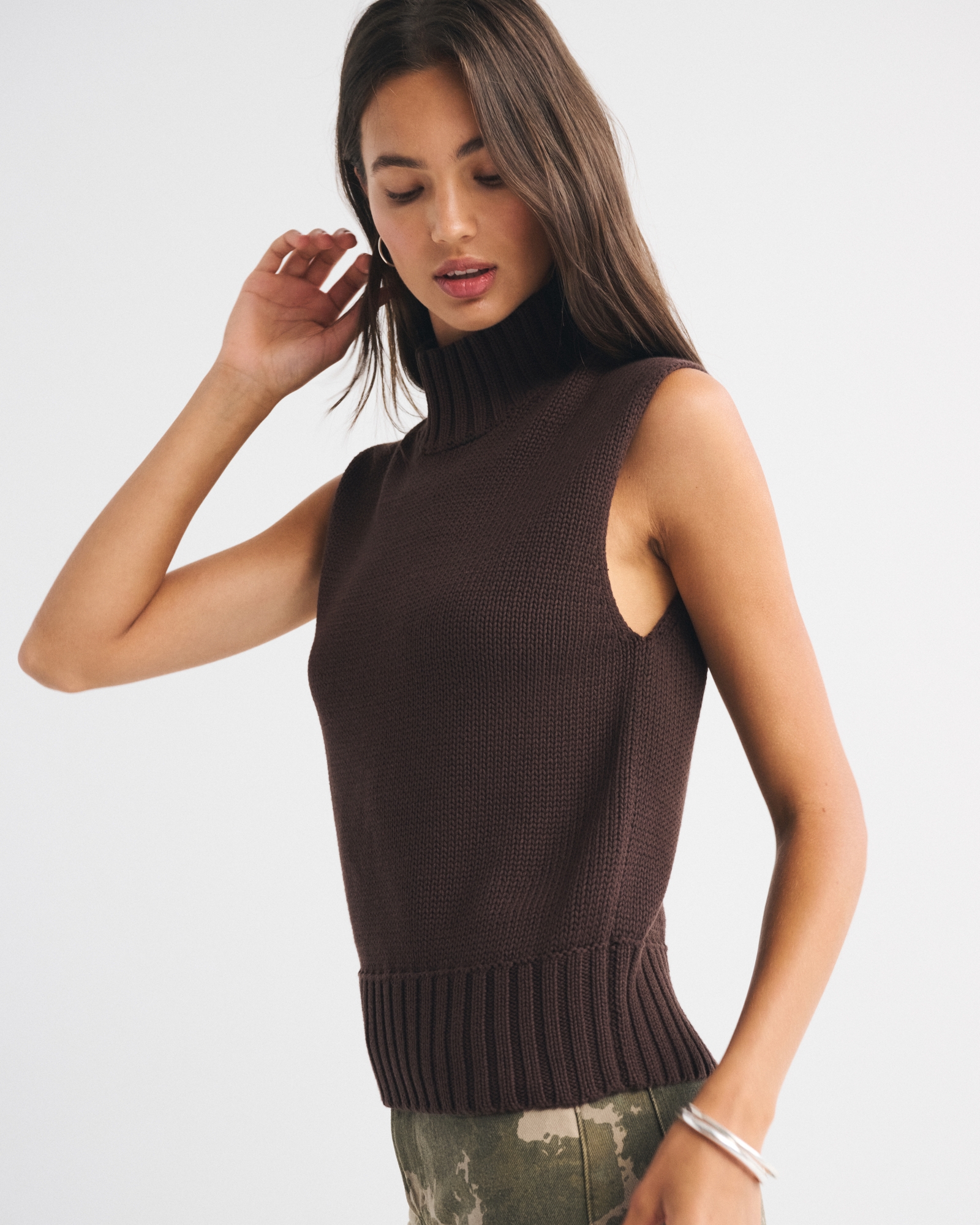 Mockneck Sweater Shell Top