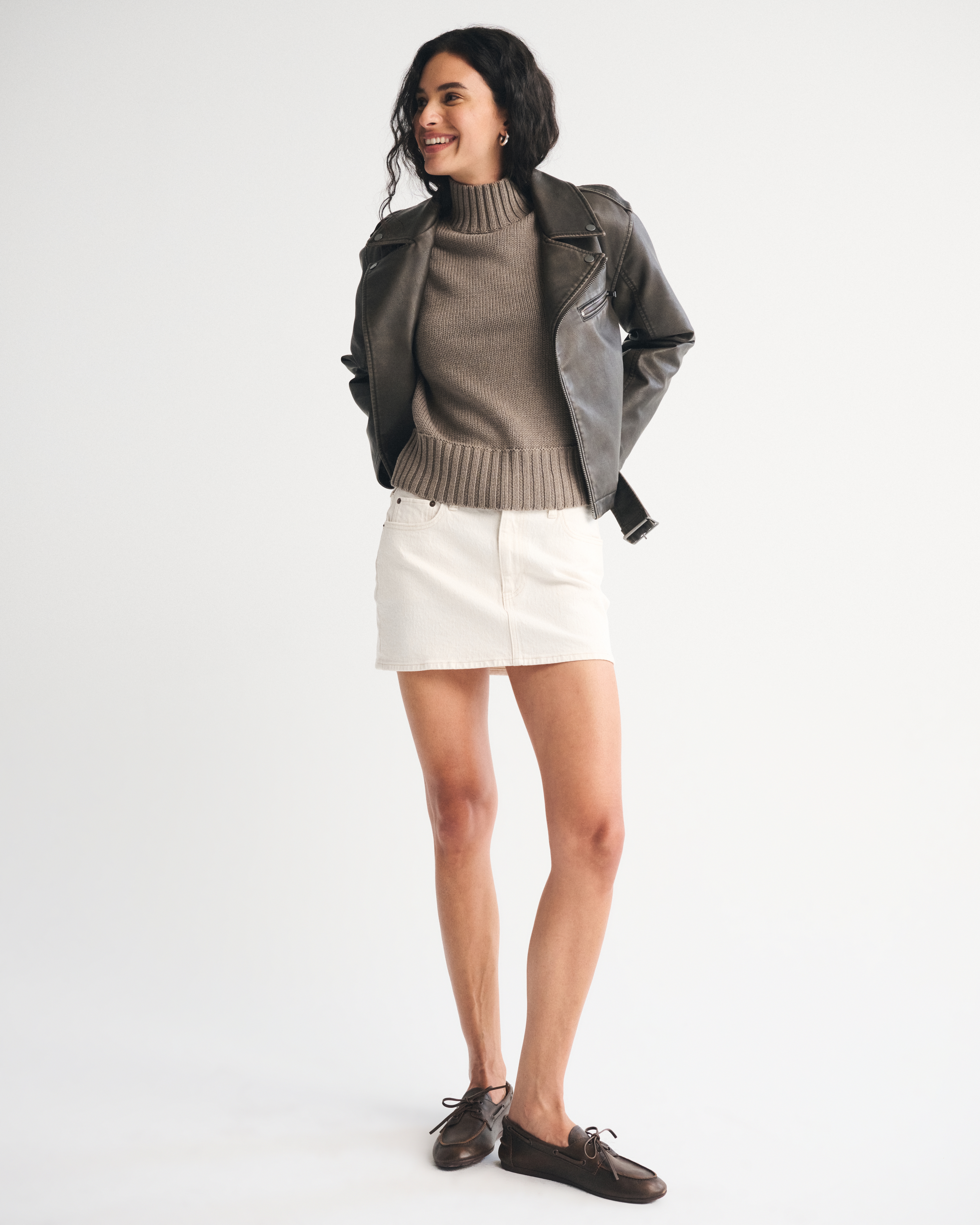 Abercrombie & Fitch Mockneck Sweater Shell Top In Brown