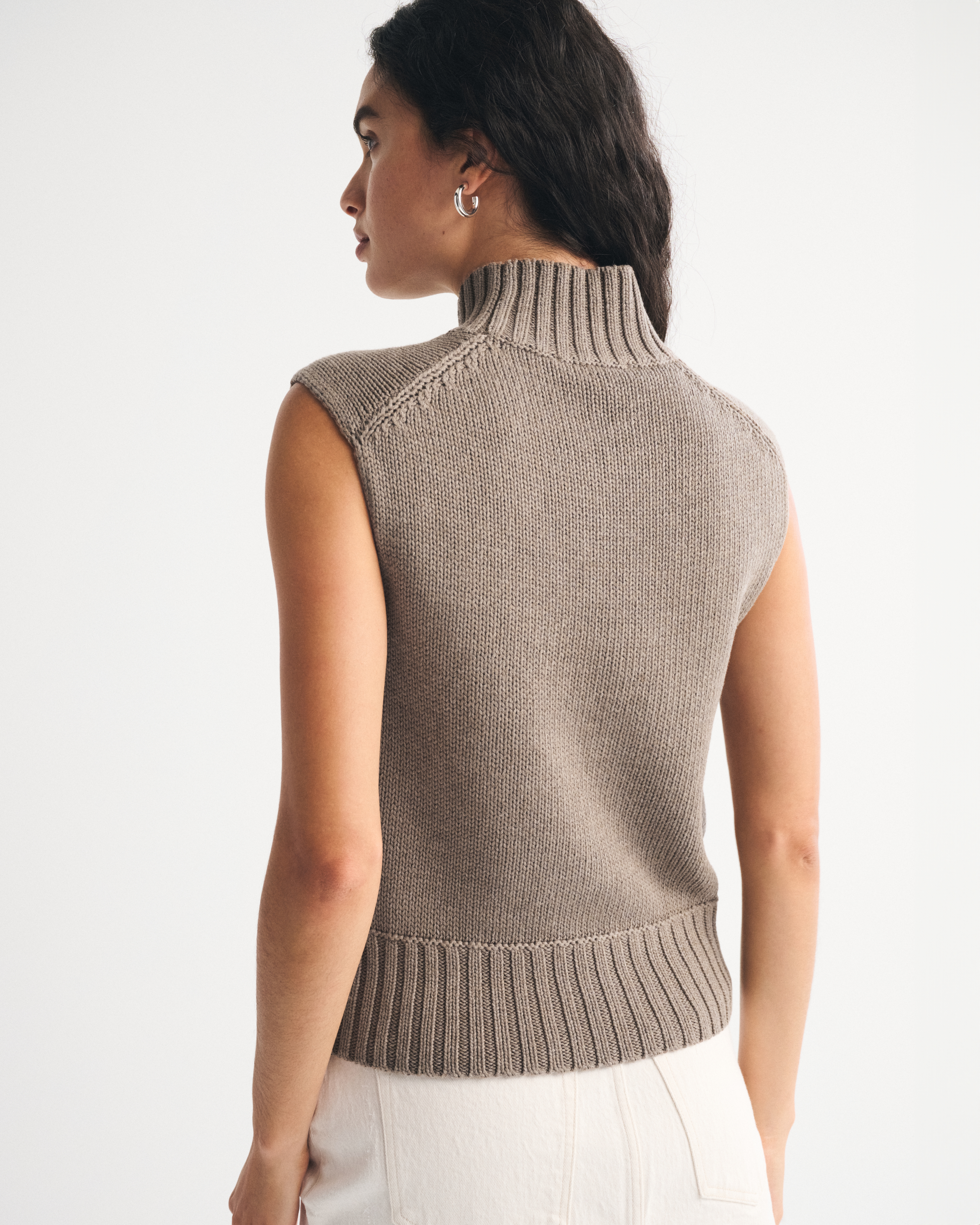 Abercrombie & Fitch Mockneck Sweater Shell Top In Brown