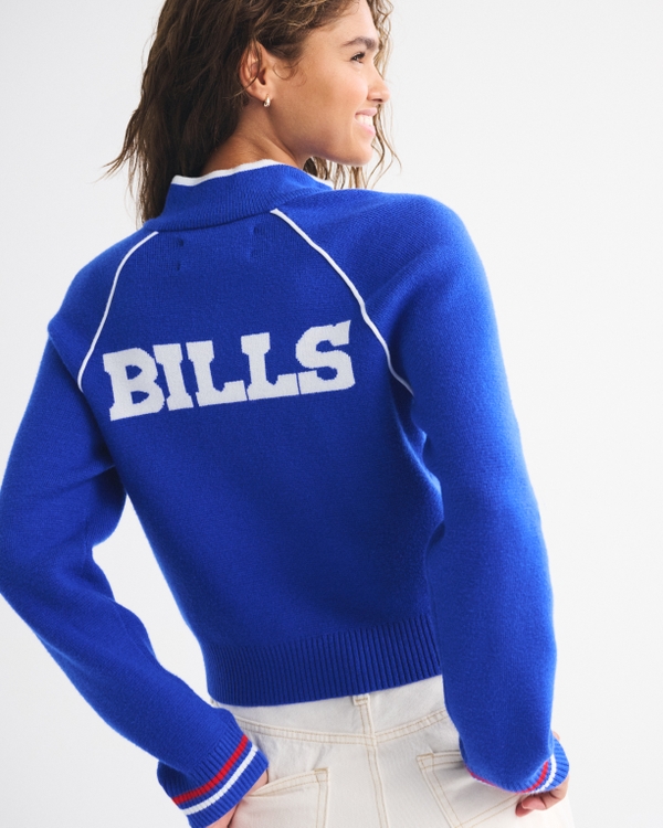 Buffalo Bills Mockneck Zipper Cardigan, Blue - Bills view 1
