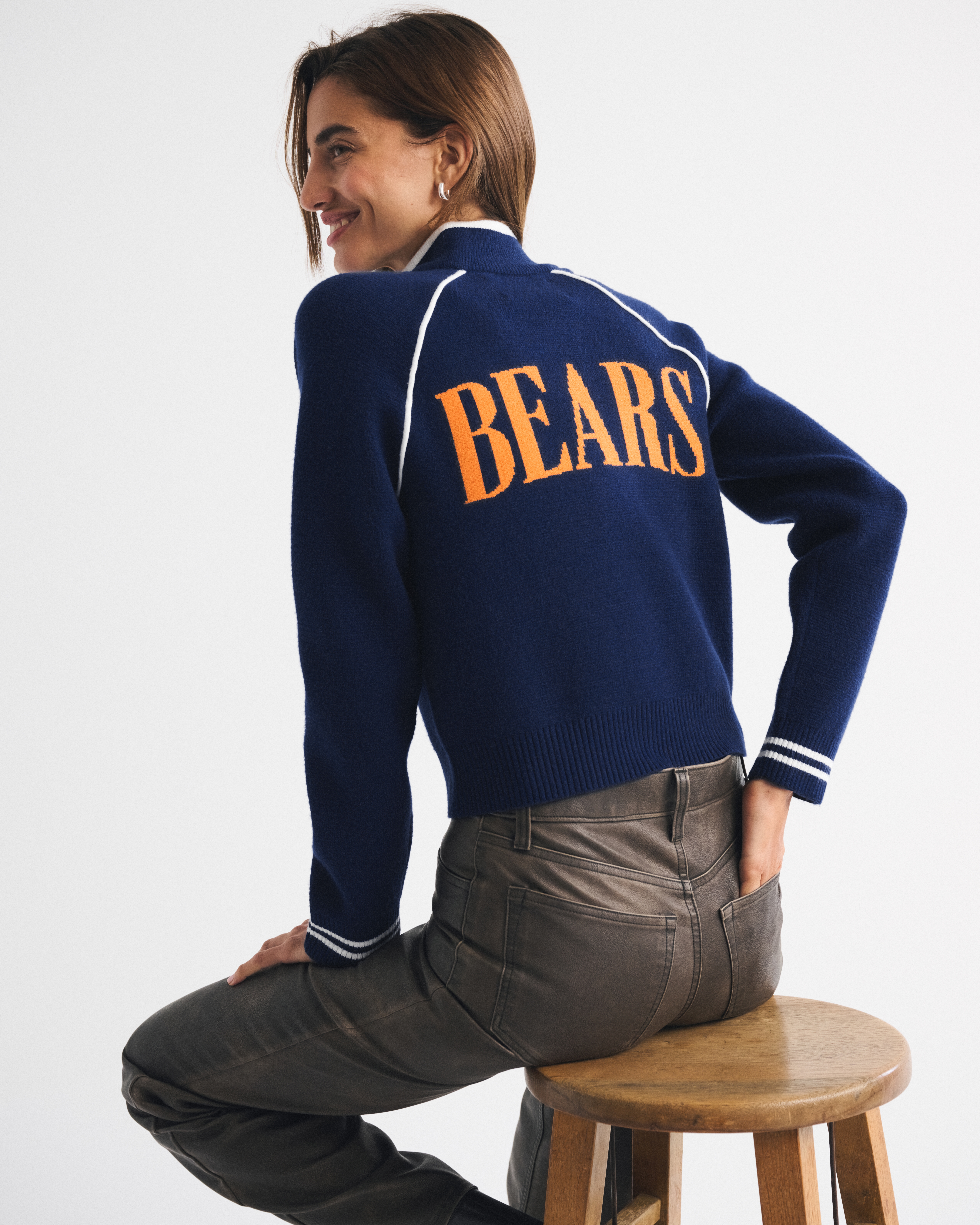 Женские кардиганы Abercrombie & Fitch Detroit Lions Mockneck Zipper Cardigan — фото 3