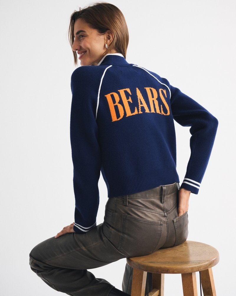 Chicago Bears Mockneck Zipper Cardigan