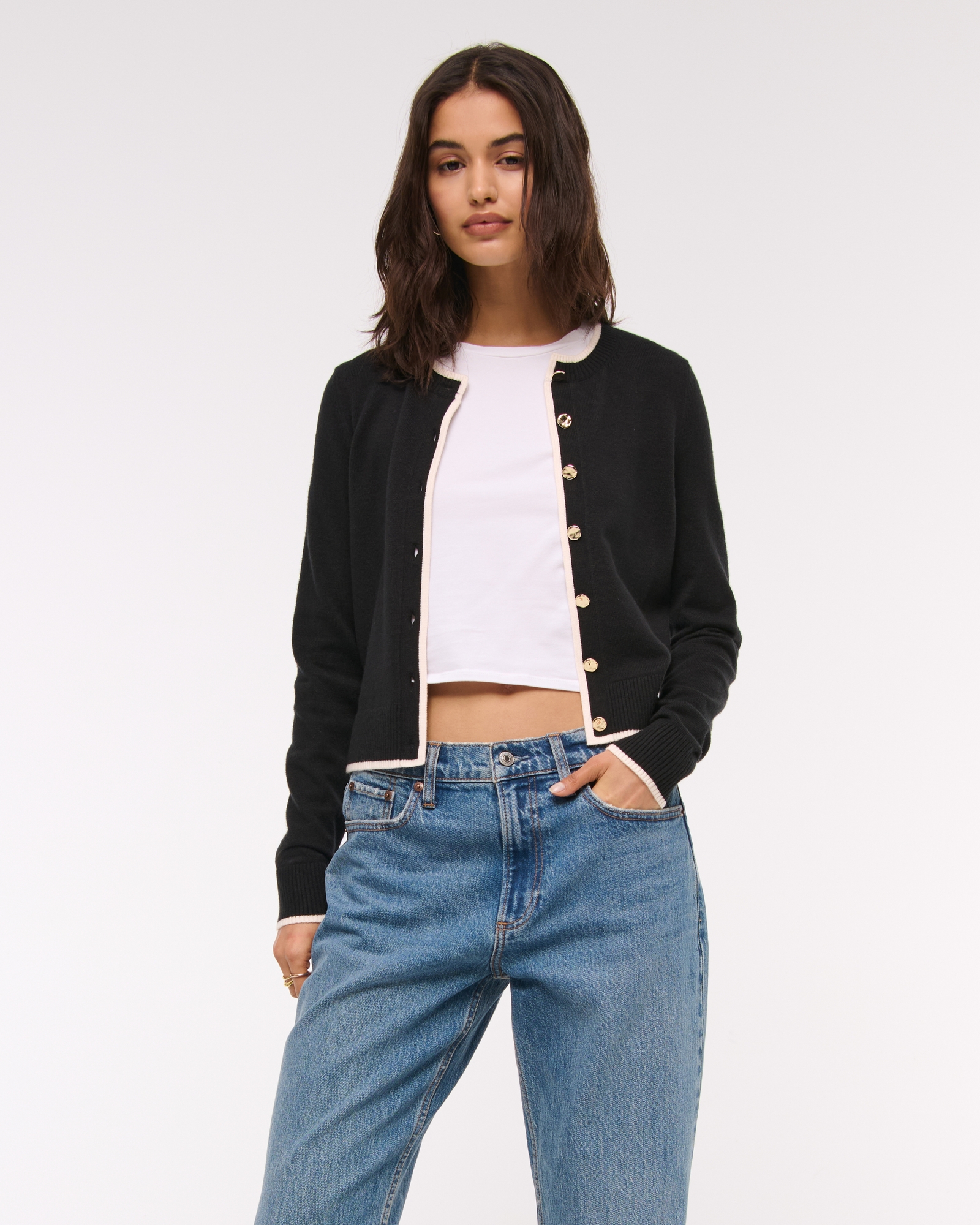 LuxeLoft Shrunken Crew Cardigan