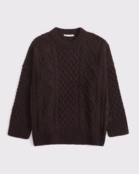 Oversized Cable-Knit Crew Sweater