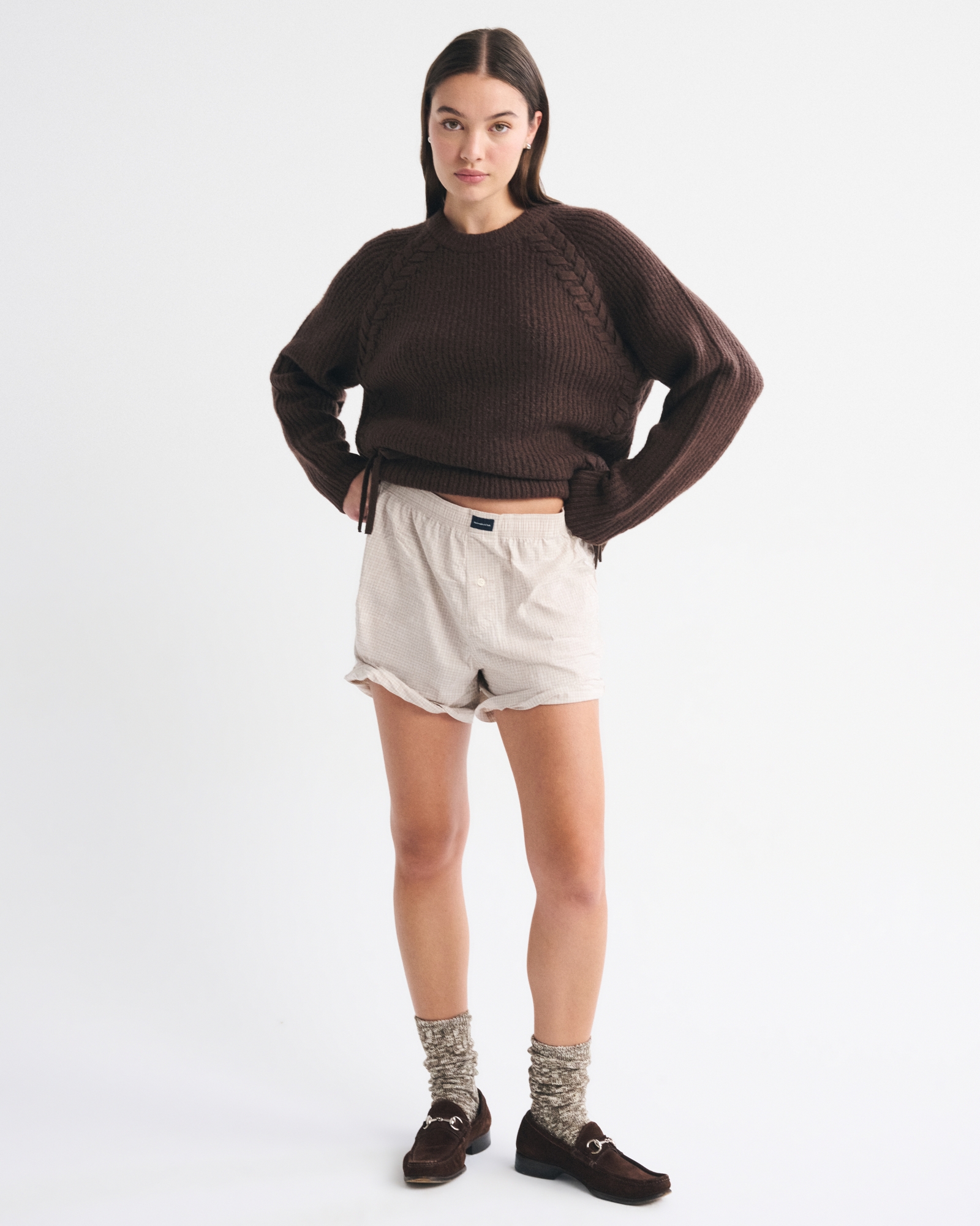 Dad Lace-Up Crew Sweater