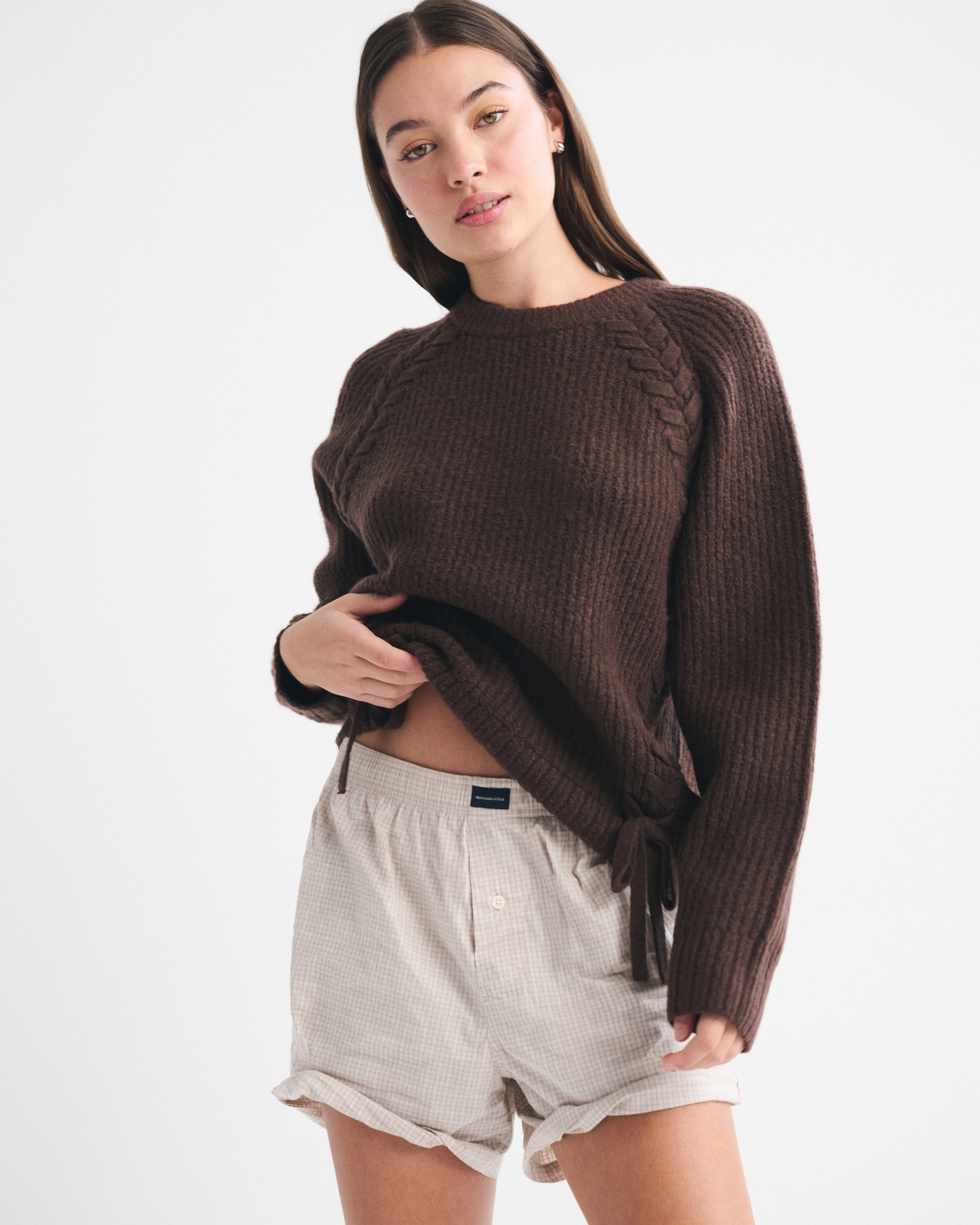 Dad Lace-Up Crew Sweater