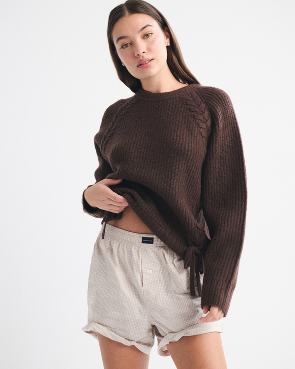 Dad Lace-Up Crew Sweater