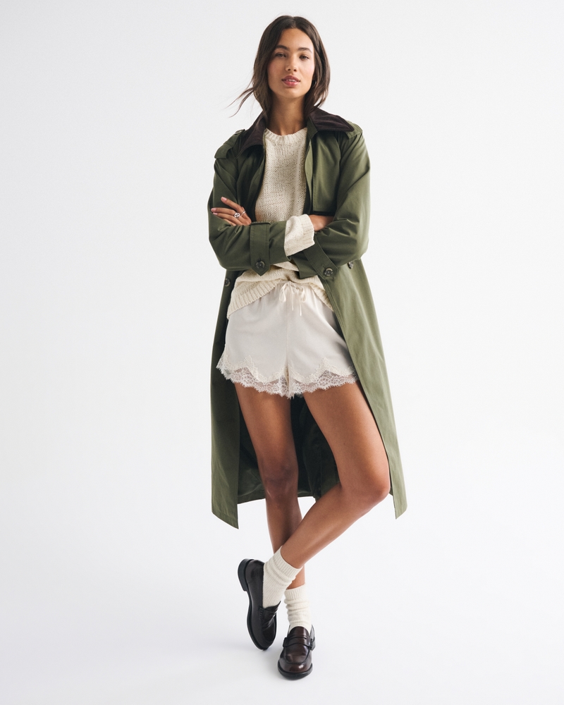 Open-Stitch Textural Crew Sweater