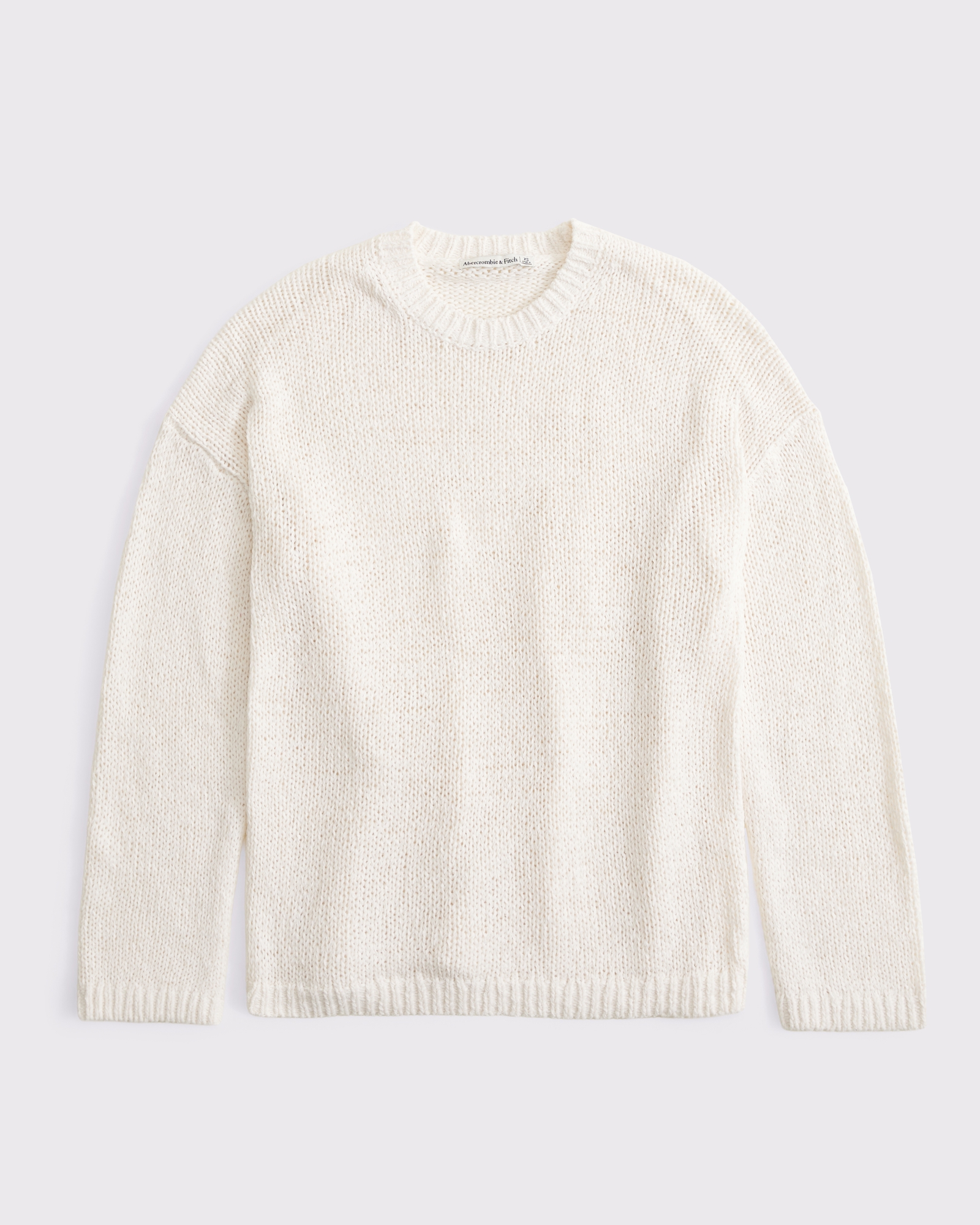 Open-Stitch Textural Crew Sweater