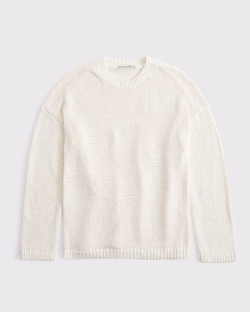 Women's Open-Stitch Textural Crew Sweater | Women's Clearance