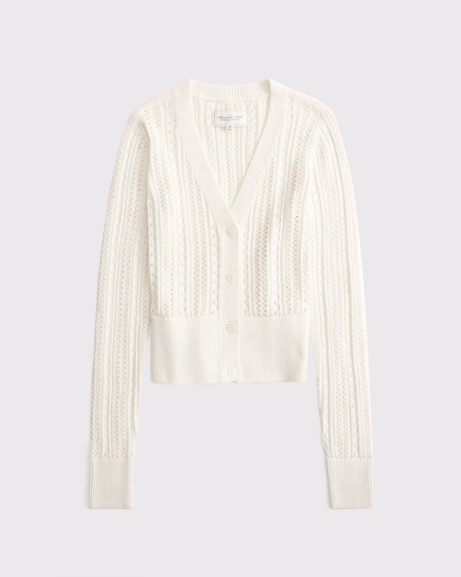 Pointelle Shrunken V-Neck Cardigan