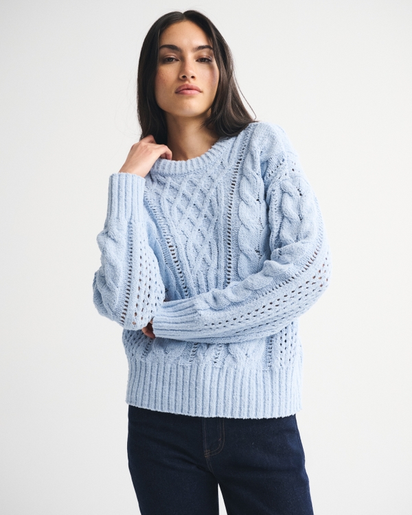 Textural Stitch Cable Crew Sweater