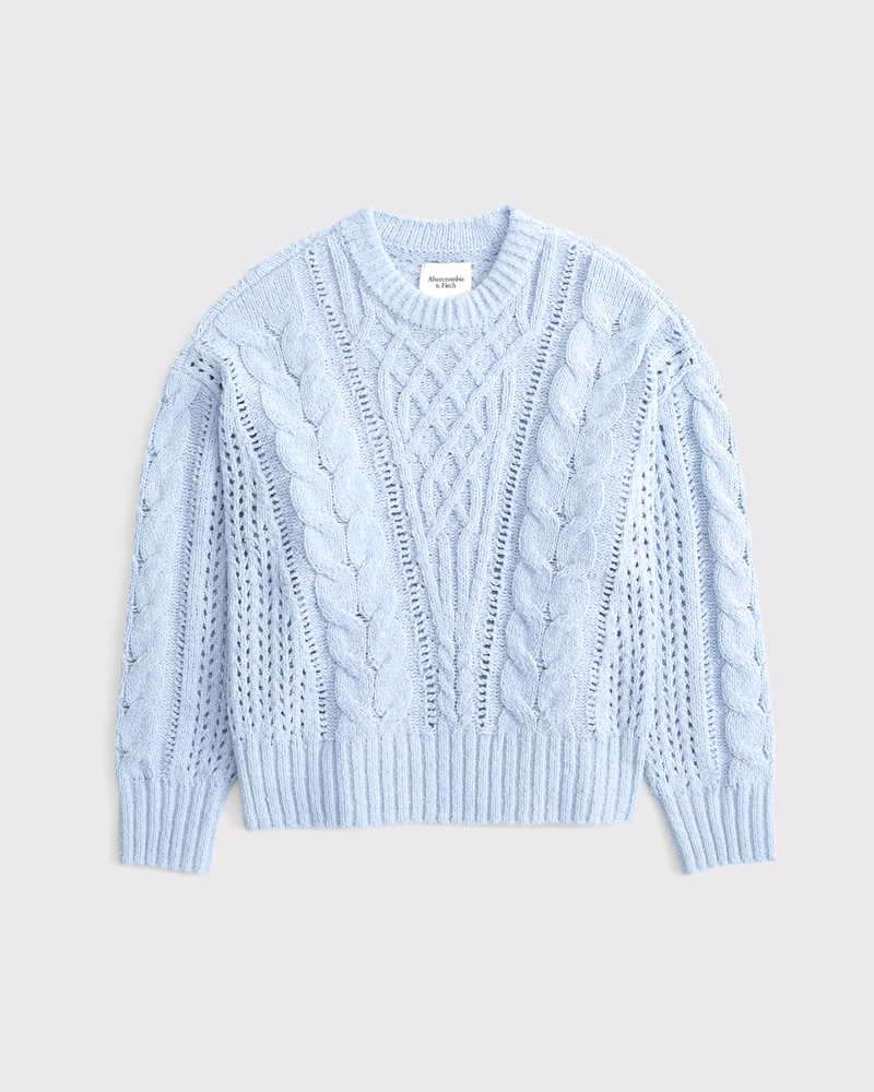 Women's Textural Stitch Cable Crew Sweater | Women's Tops