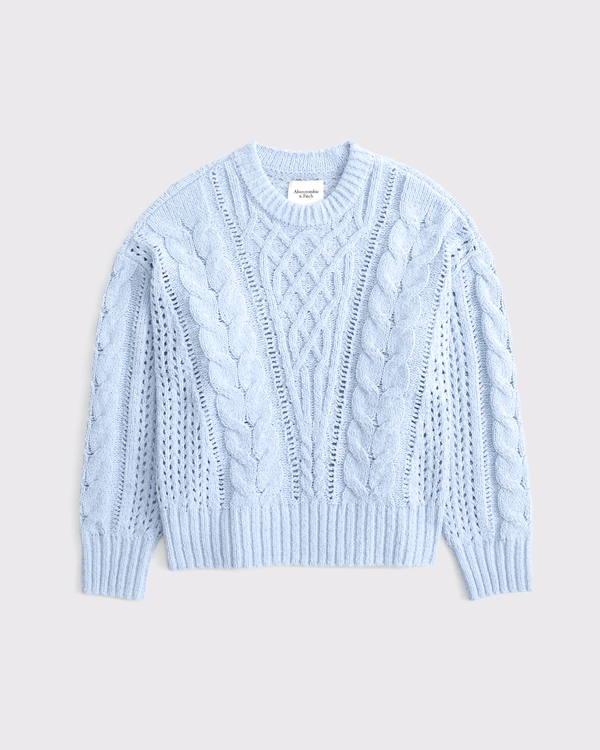 Women's Textural Stitch Cable Crew Sweater | Women's Tops