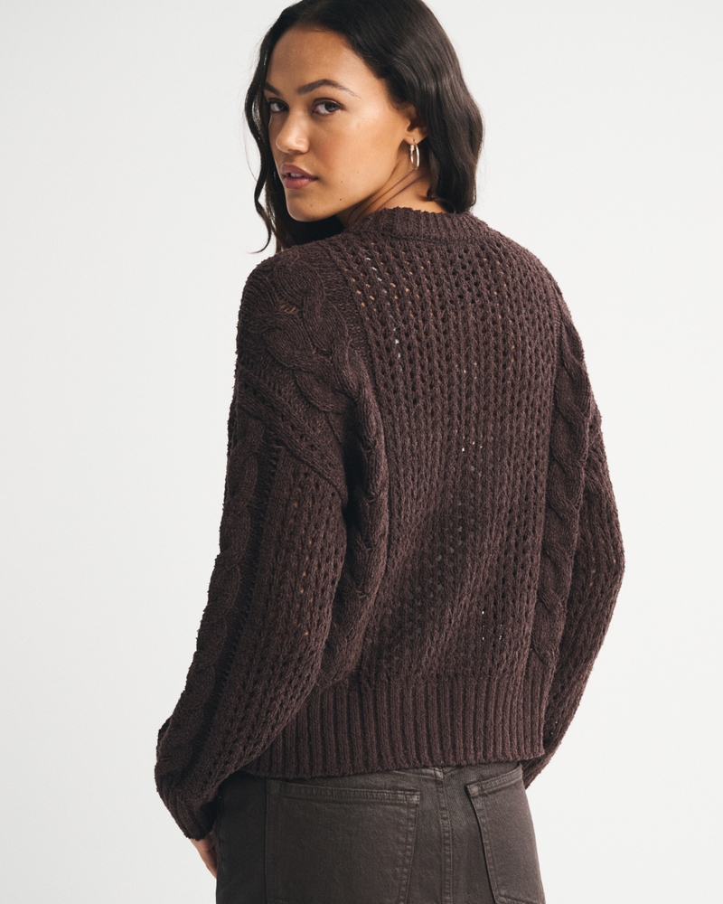 Textural Stitch Cable Crew Sweater