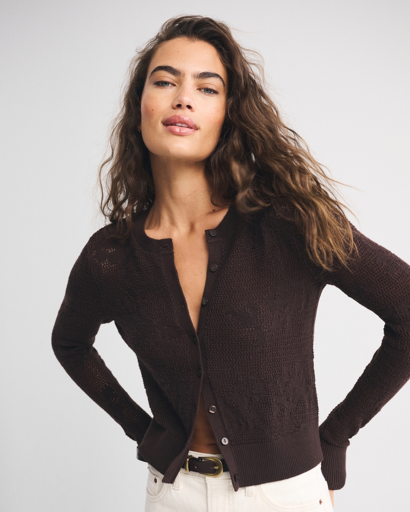 Floral Open-Stitch Cardigan
