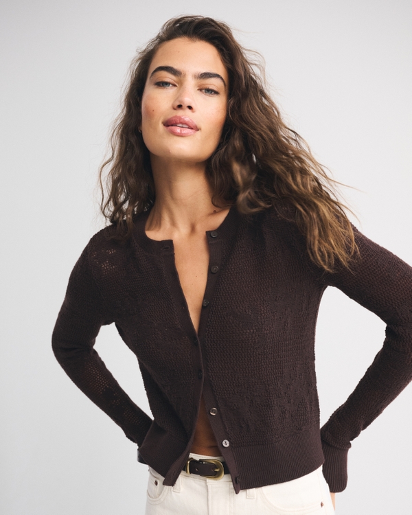 Floral Open-Stitch Cardigan