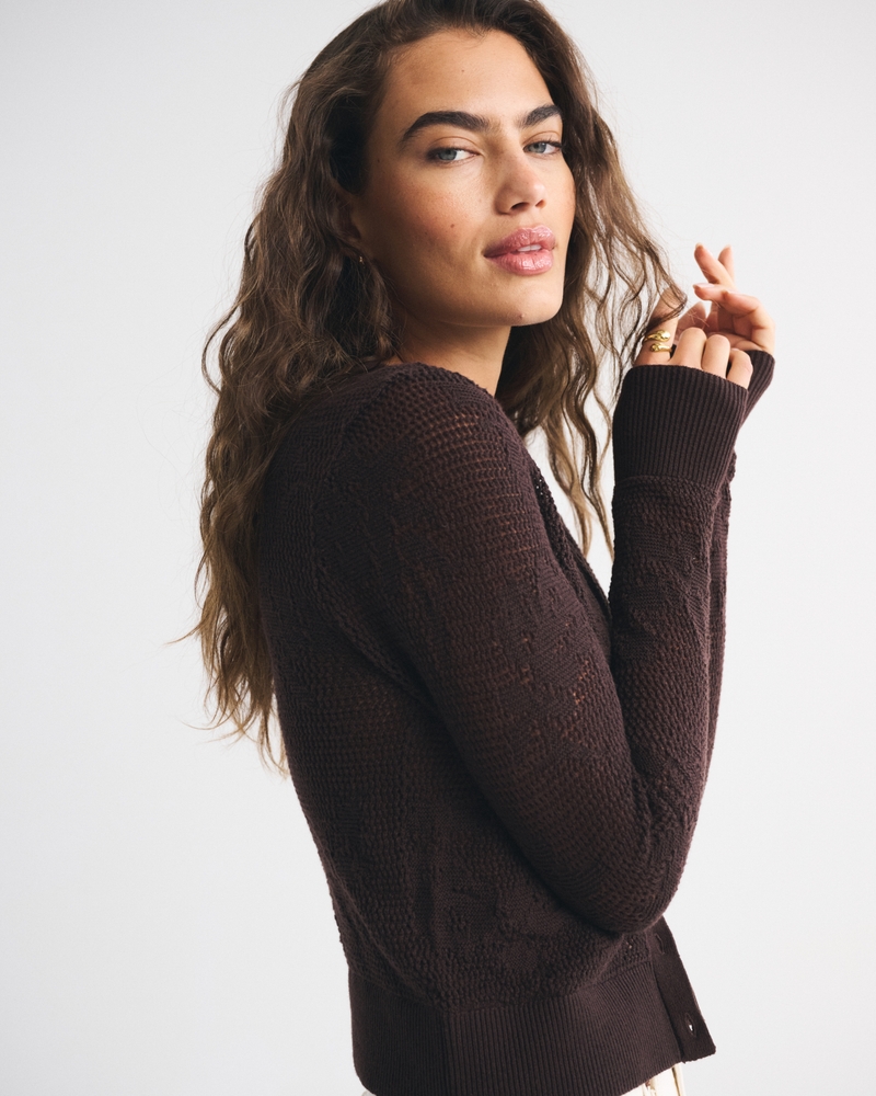 Floral Open-Stitch Cardigan