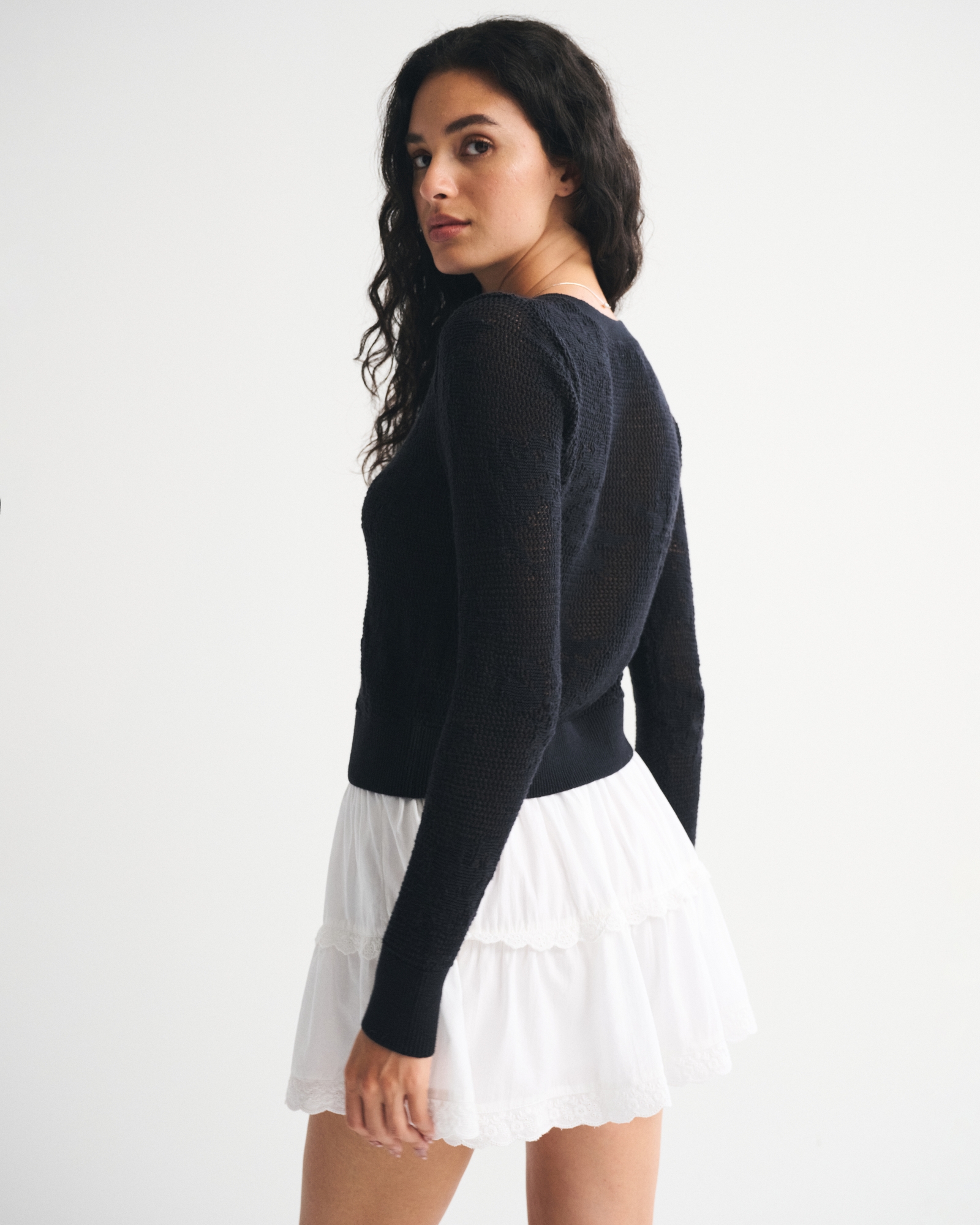 Floral Open-Stitch Cardigan