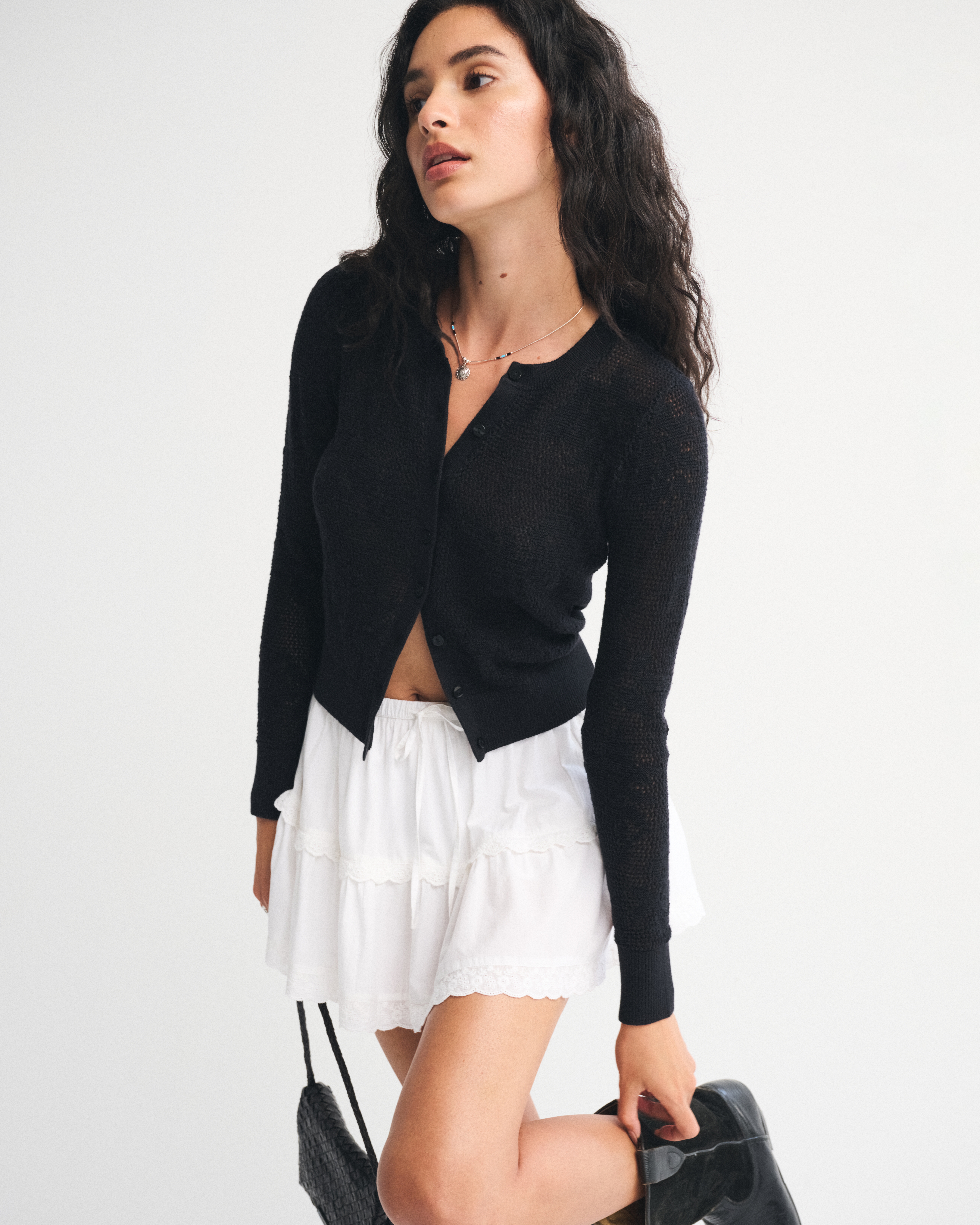 Women's Floral Open-Stitch Cardigan | Women's Tops