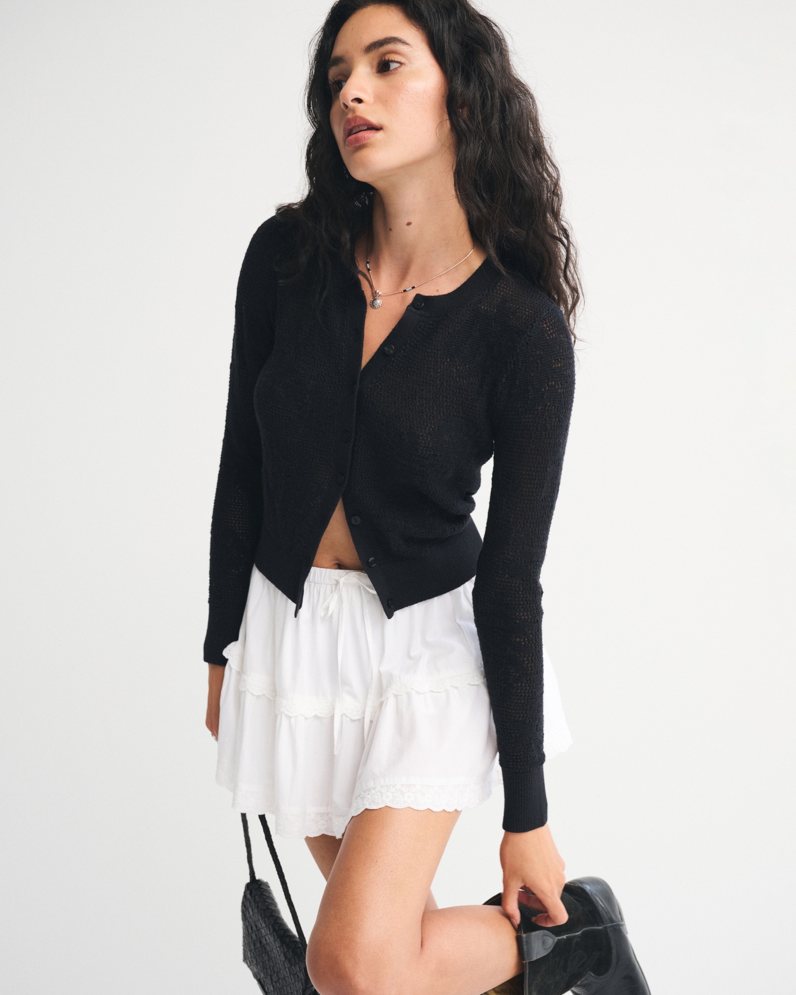 Floral Open-Stitch Cardigan