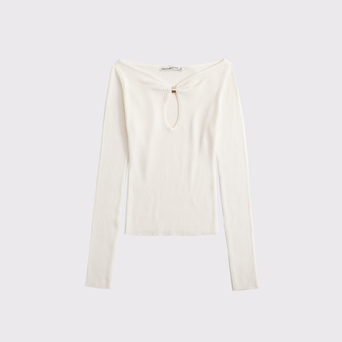 Женские свитеры Abercrombie & Fitch Hardware Keyhole Long-Sleeve Sweater Top