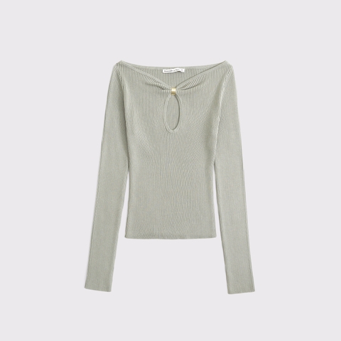 Женские свитеры Abercrombie & Fitch Hardware Keyhole Long-Sleeve Sweater Top