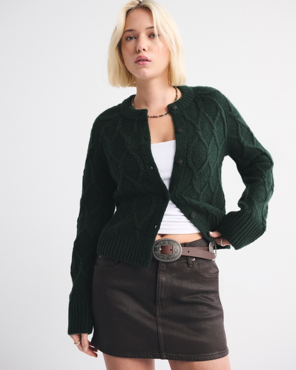 Cable-Knit Crew Cardigan