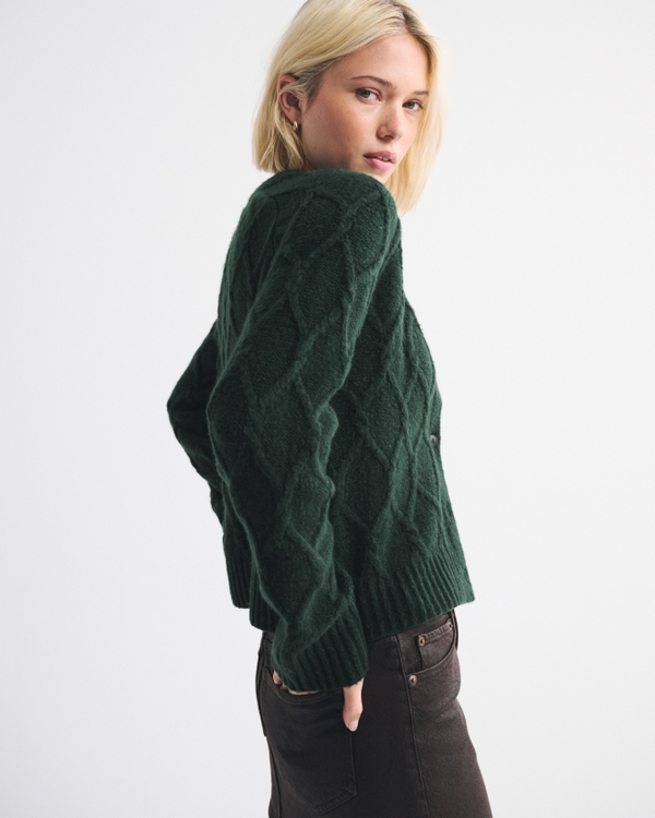 Cable-Knit Crew Cardigan