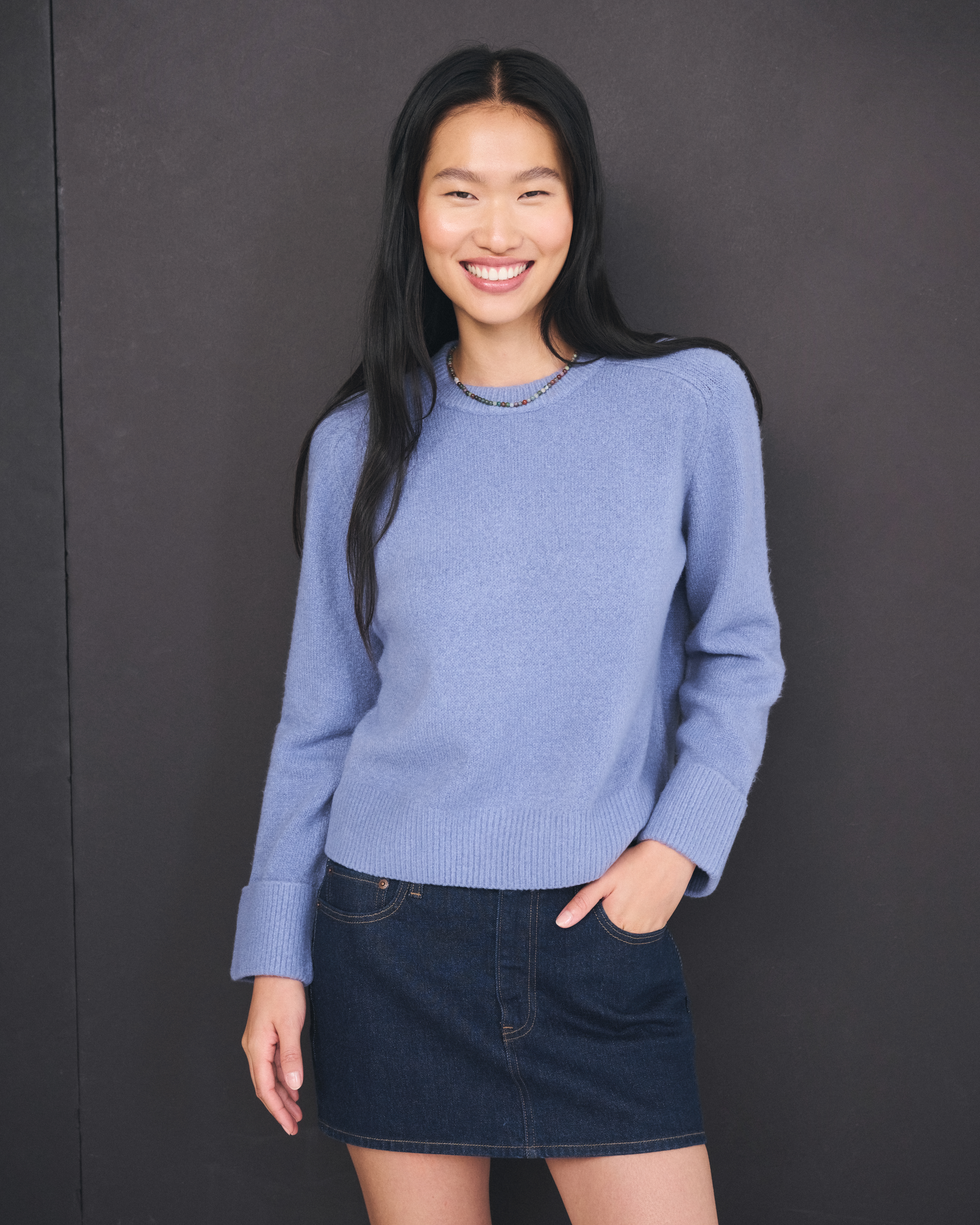 Abercrombie & Fitch The A&f Madeline Crew Sweater In Blue