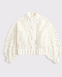 Maglione a collo alto con lavorazione a trecce