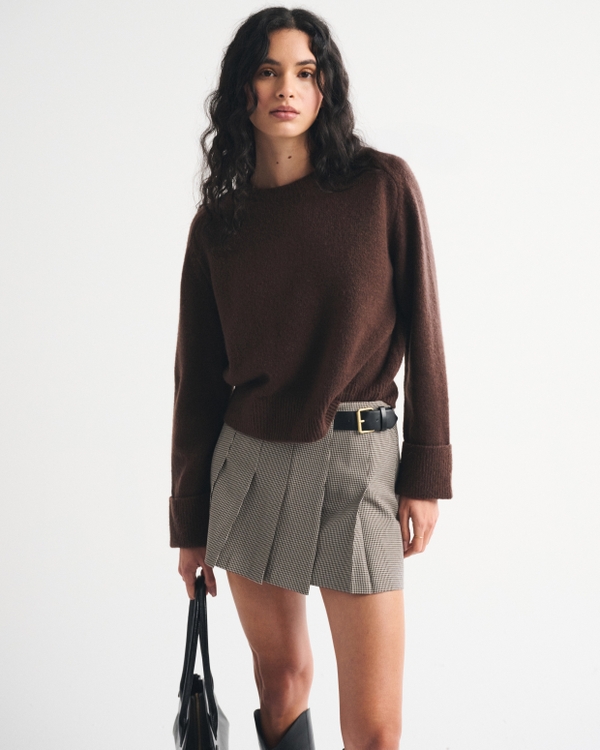 The A&F Madeline Crew Sweater, Dark Coffee view 1