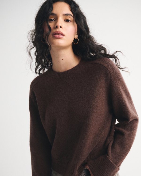 The A&F Madeline Crew Sweater, Dark Coffee view 2