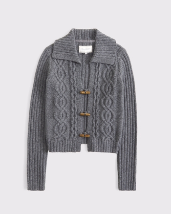 Cable-Knit Collared Cardigan