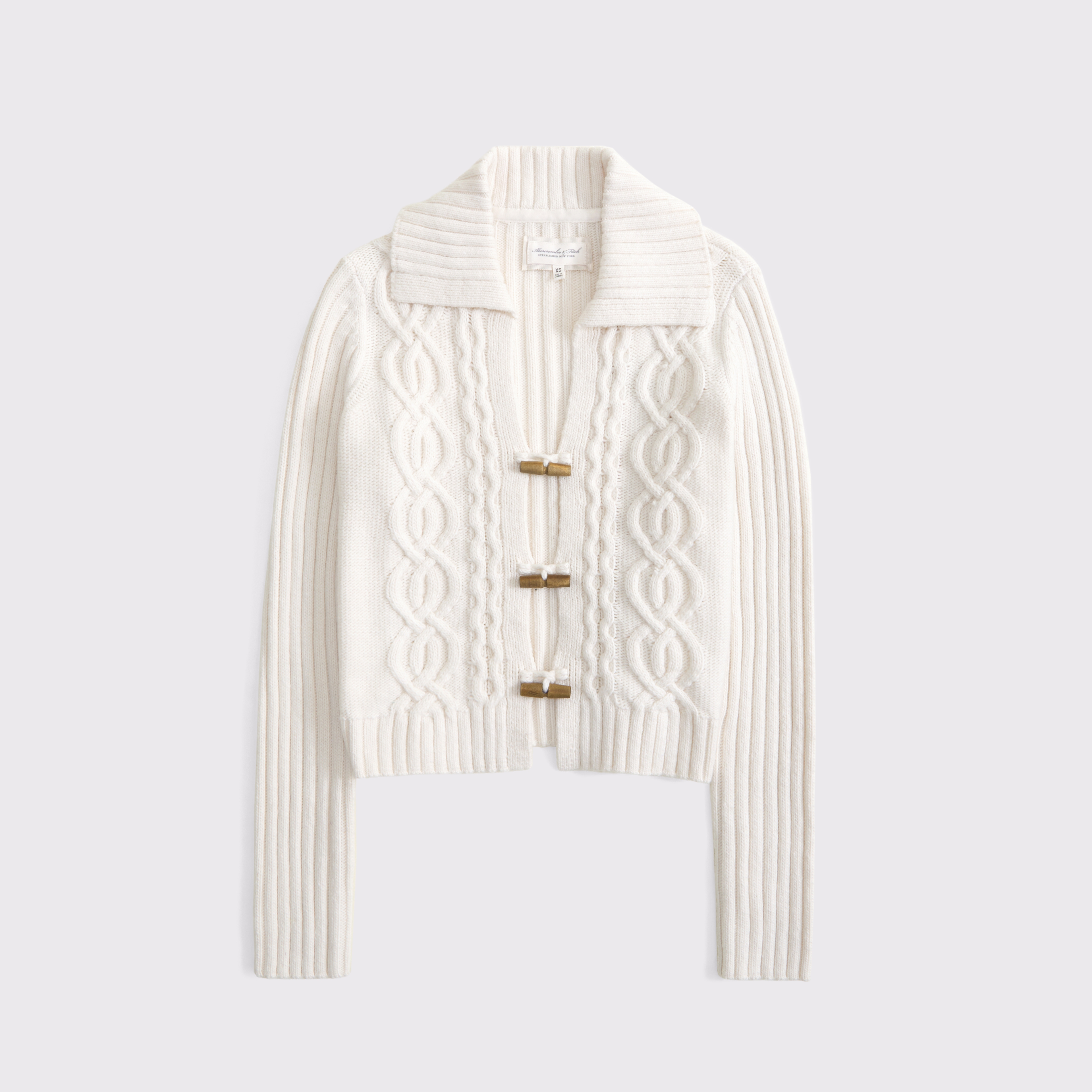 Женский кардиган Abercrombie & Fitch Fairisle Collared, цвет: Кремовый, вариант 1 — фото 1