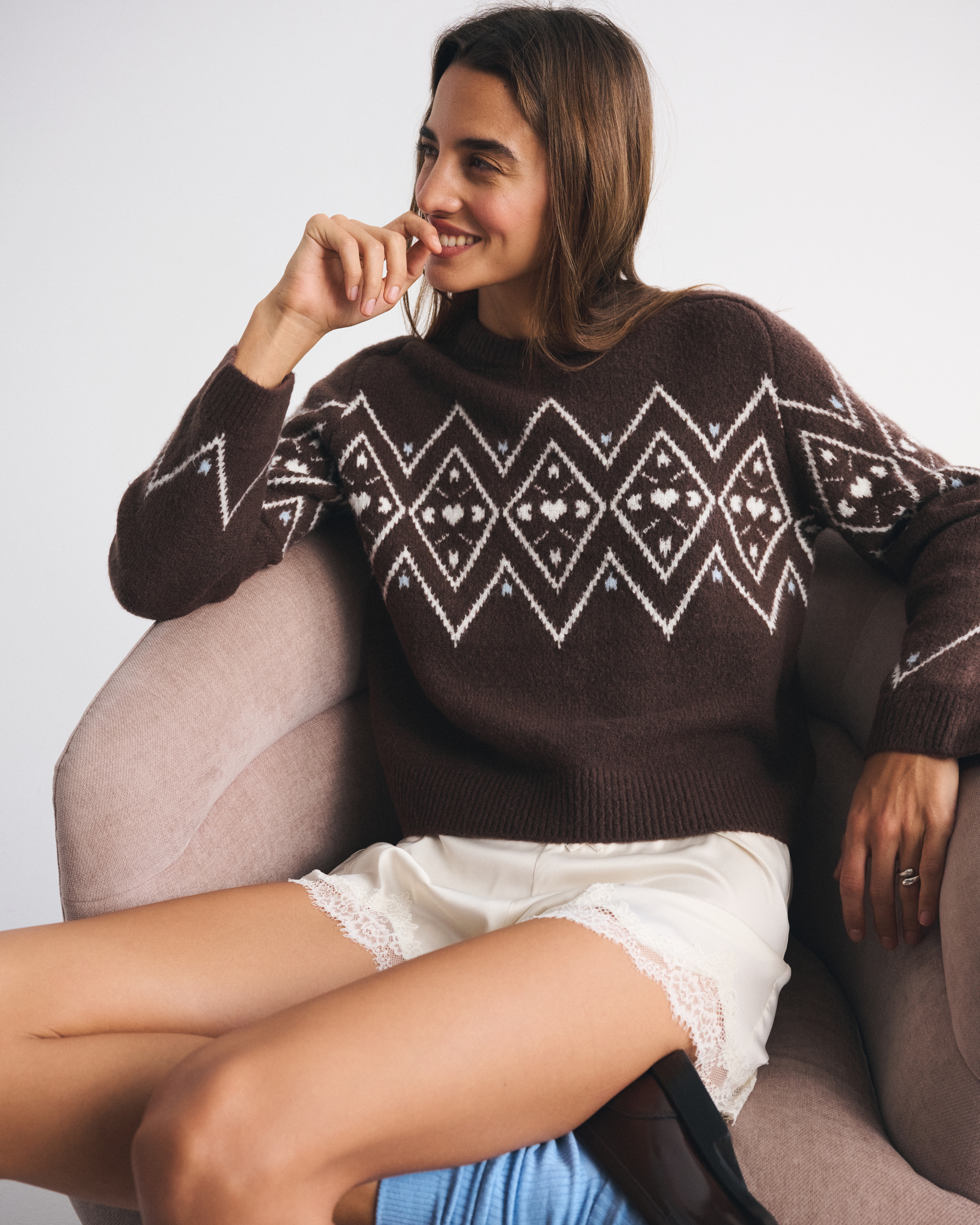 Abercrombie & Fitch The A&f Madeline Crew Sweater In Brown
