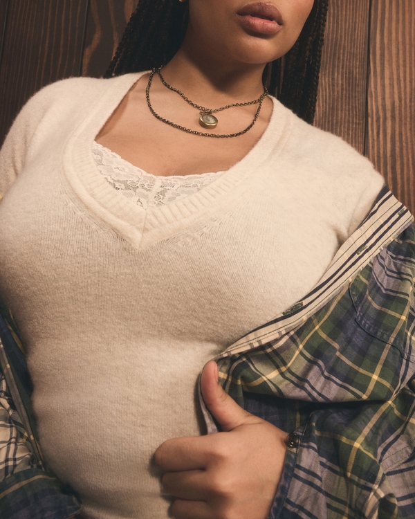 Merino Wool-Blend Plunge Sweater