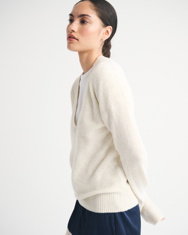 Merino Wool-Blend V-Neck Sweater