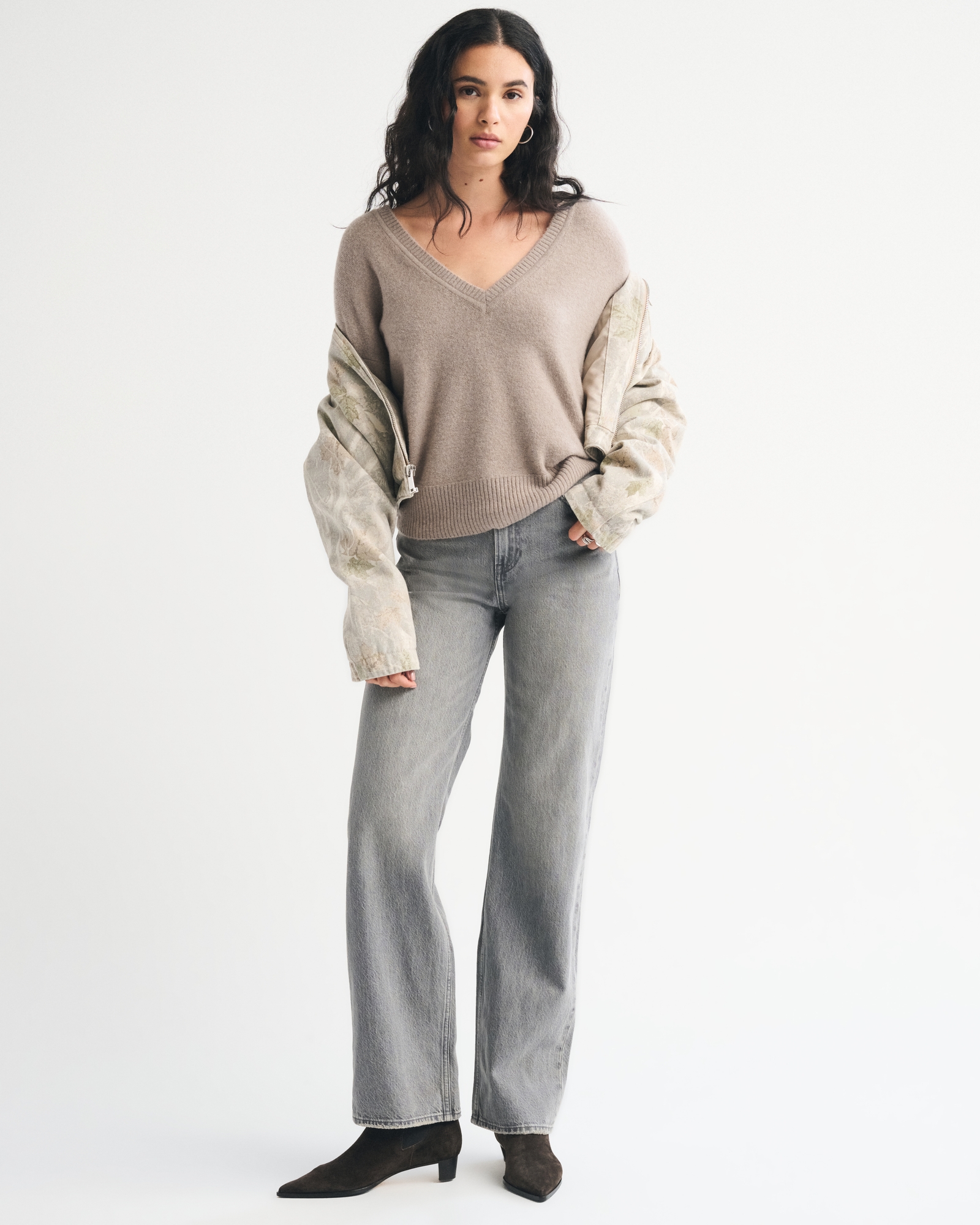 Merino Wool-Blend Plunge Sweater