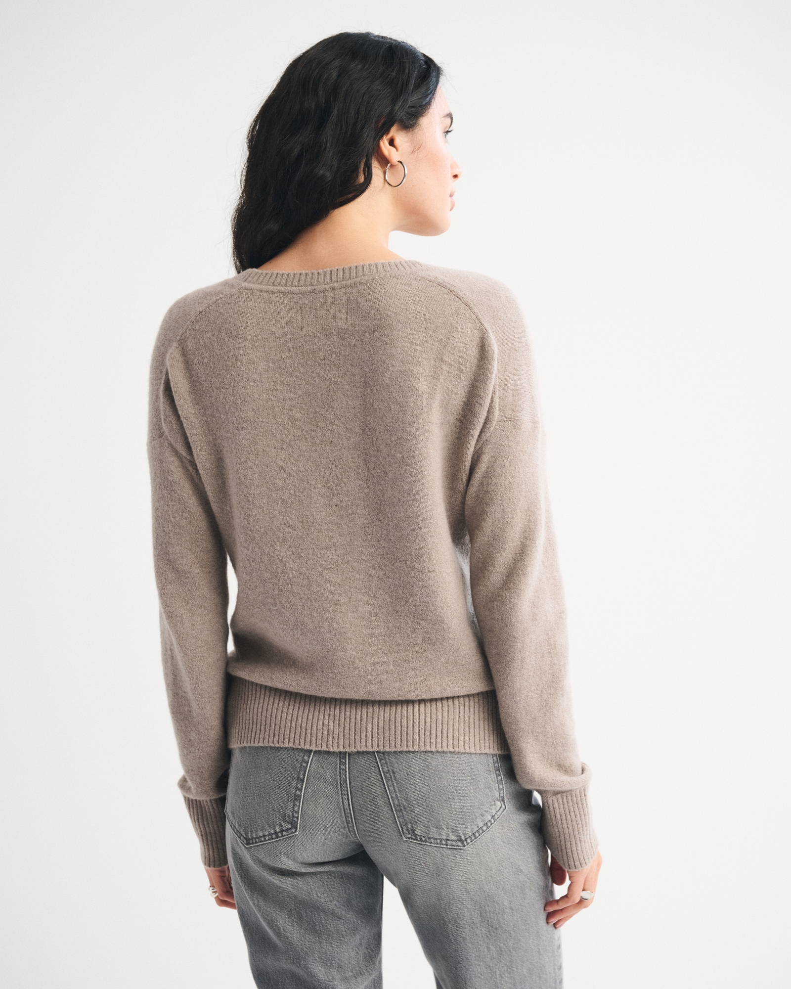 Merino Wool-Blend Plunge Sweater
