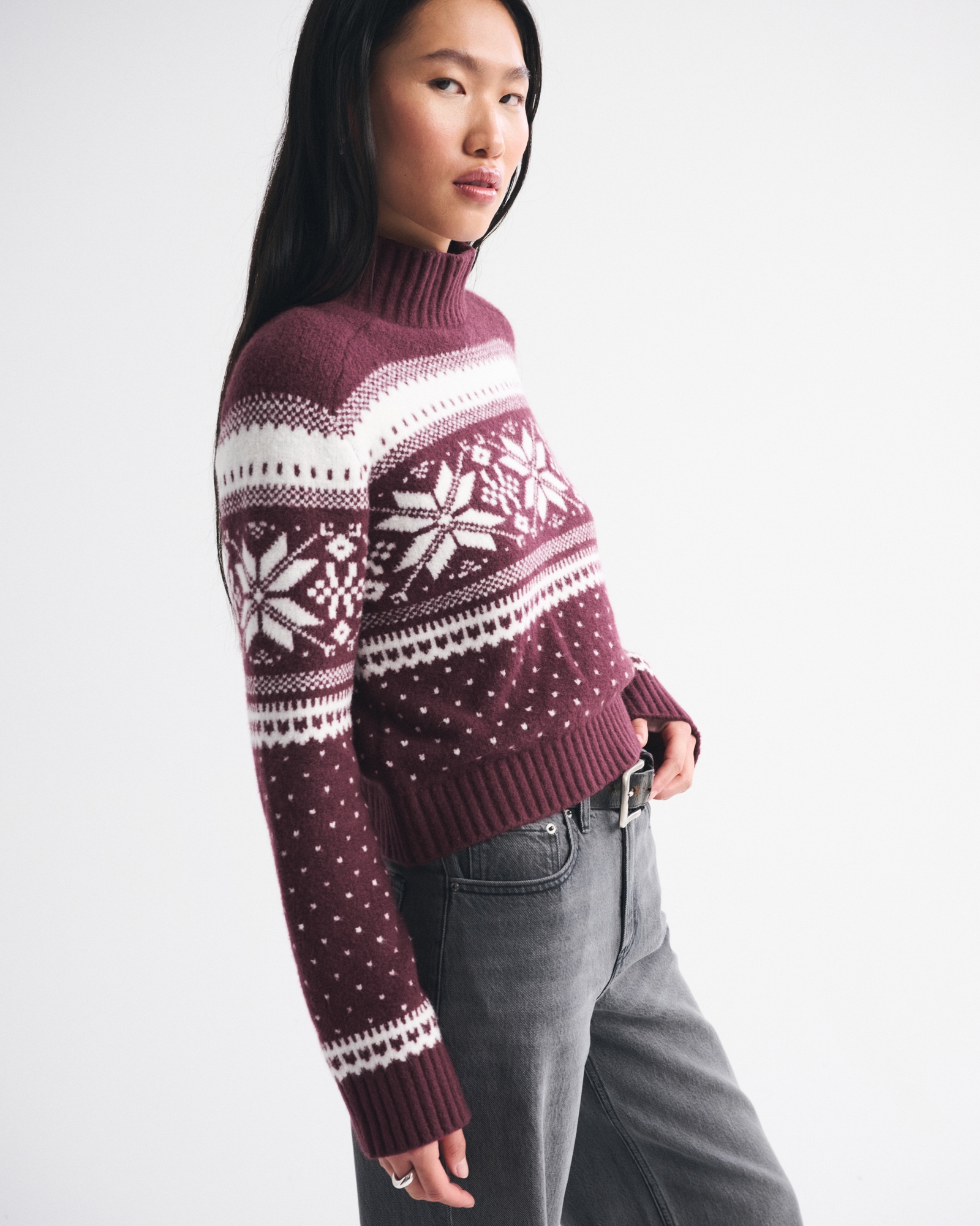 Easy Cable-Knit Mockneck Sweater
