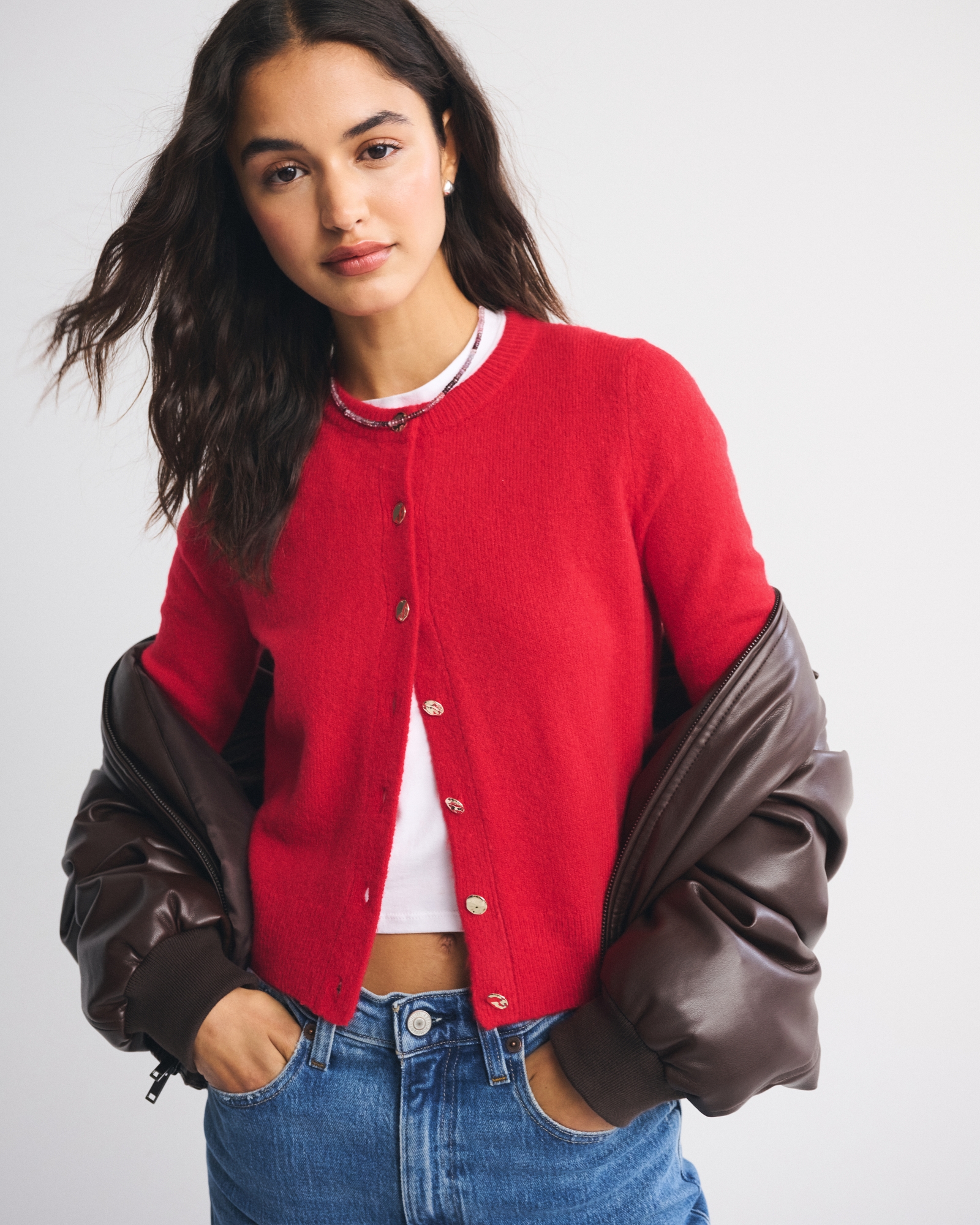 Shrunken Crew Cardigan