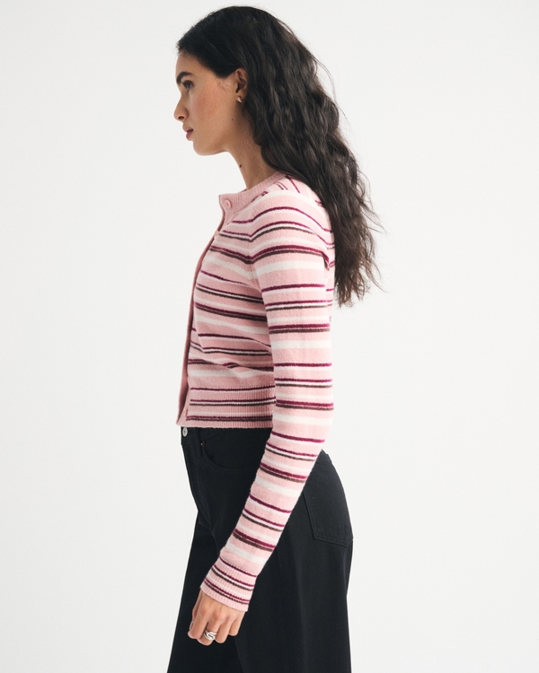 Shrunken Striped Crew Cardigan