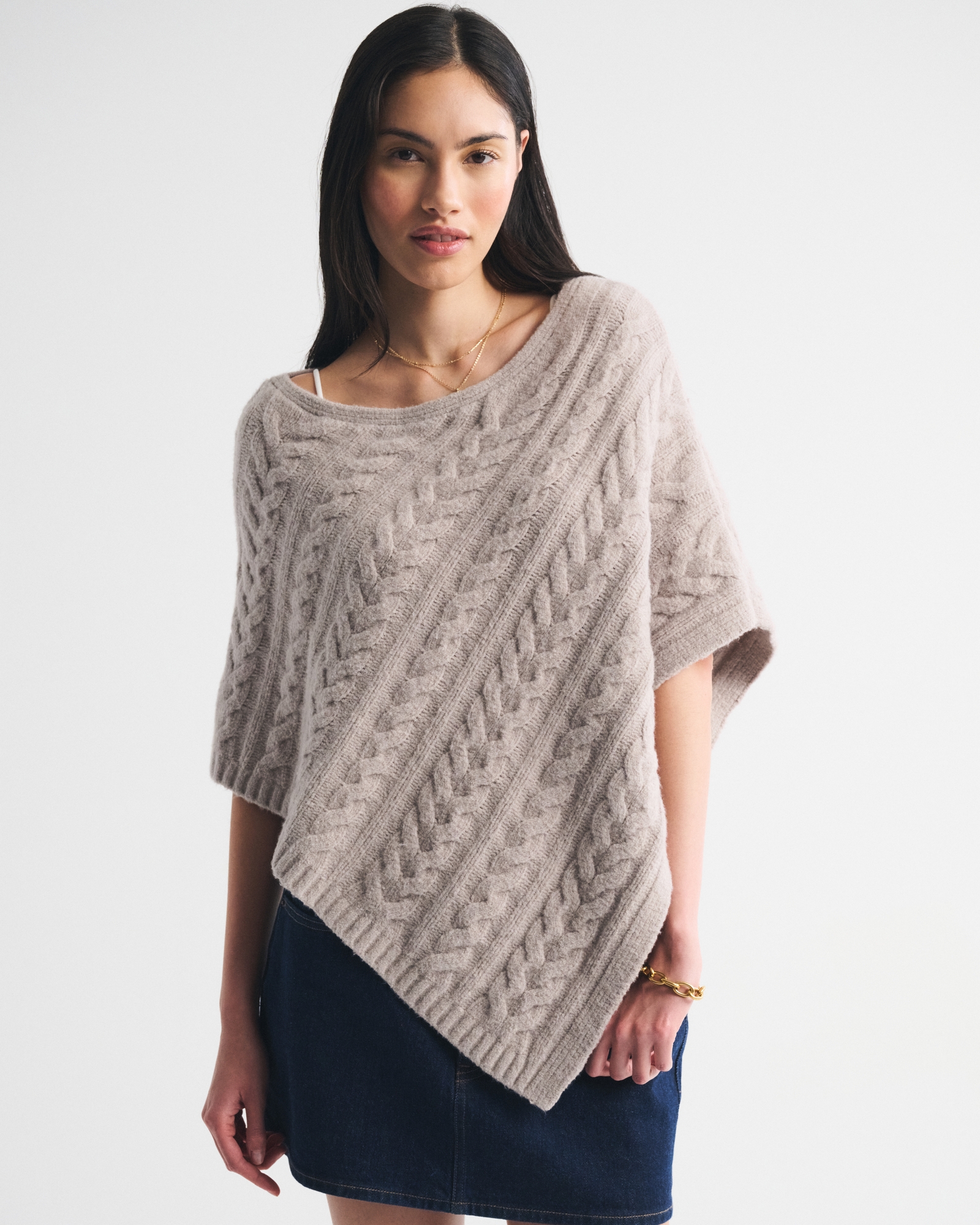 Cable-Knit Poncho