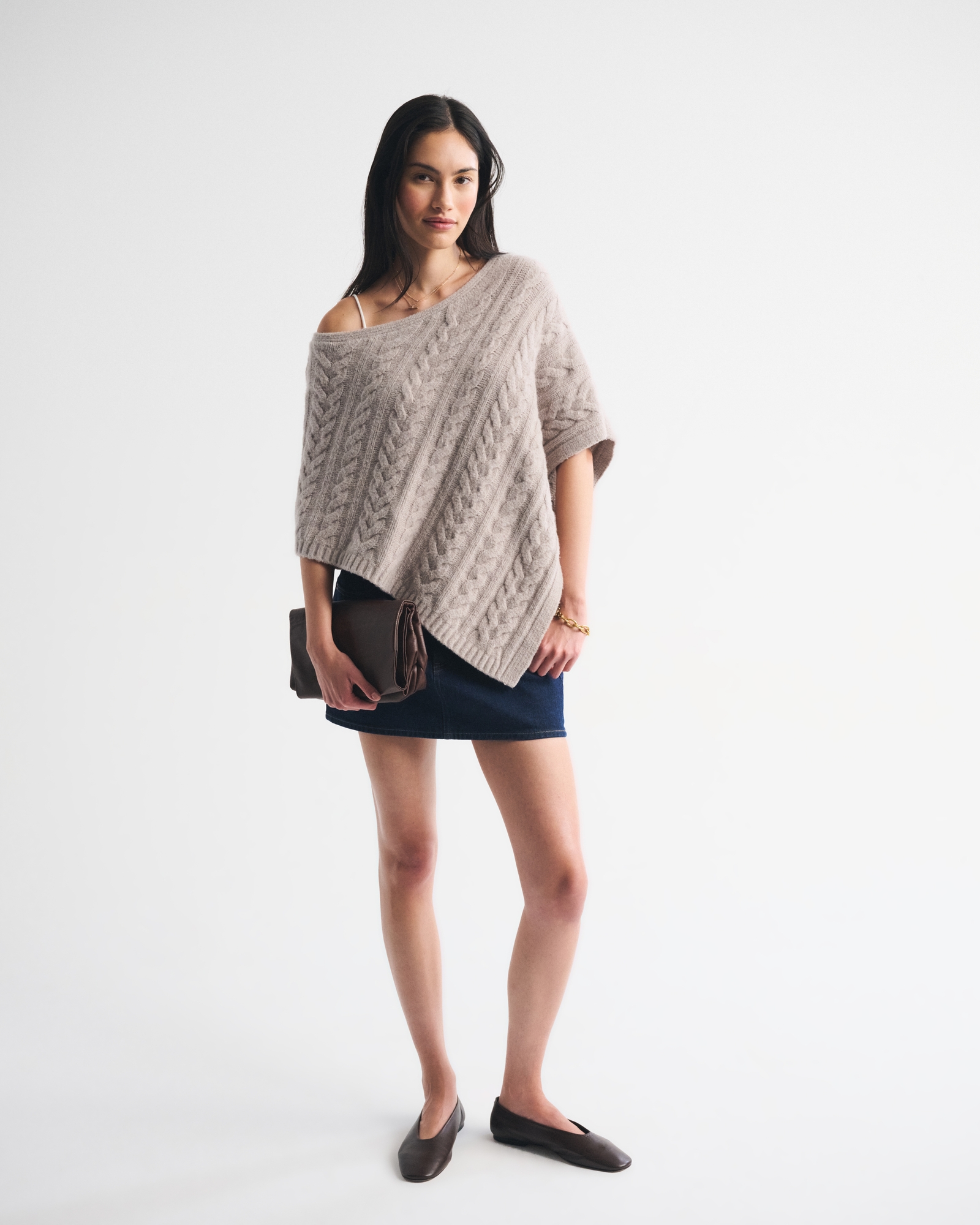 Cable-Knit Poncho