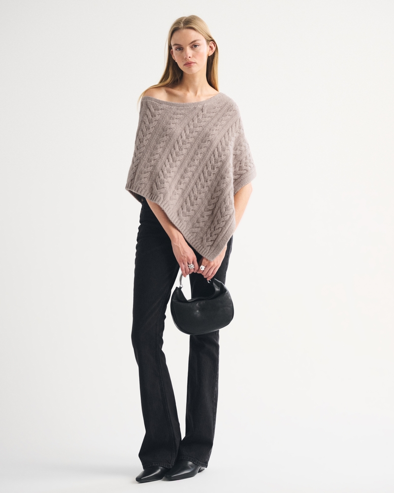 Cable-Knit Poncho